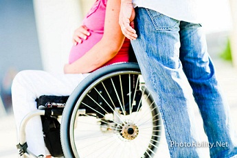 Young mother to be in a wheelchair
